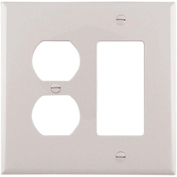 Eaton Wiring Devices Combination Wallplate, 478 in L, 41516 in W, 2 Gang, Polycarbonate, White PJ826W